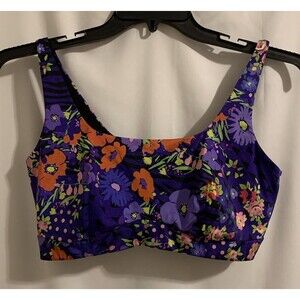 Yitty Size XL Bralette Womens Sports Bra Purple Floral